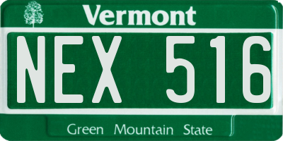 VT license plate NEX516