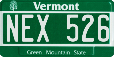 VT license plate NEX526