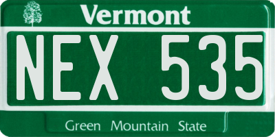 VT license plate NEX535