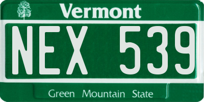 VT license plate NEX539