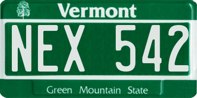VT license plate NEX542