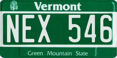 VT license plate NEX546