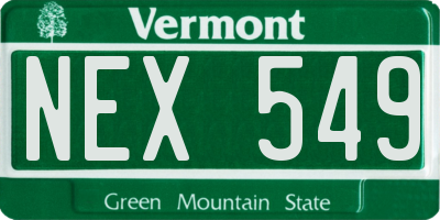 VT license plate NEX549