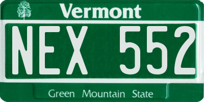 VT license plate NEX552