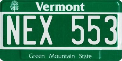VT license plate NEX553