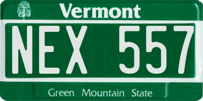 VT license plate NEX557