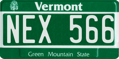 VT license plate NEX566