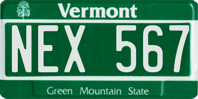 VT license plate NEX567