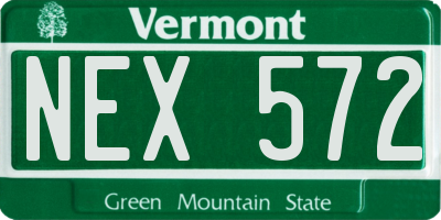 VT license plate NEX572
