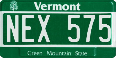 VT license plate NEX575