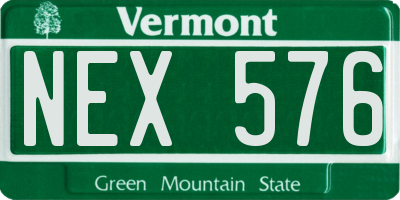 VT license plate NEX576