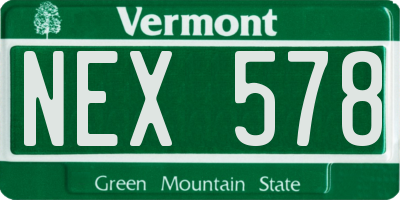 VT license plate NEX578