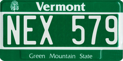 VT license plate NEX579