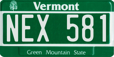 VT license plate NEX581