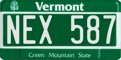 VT license plate NEX587