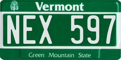 VT license plate NEX597