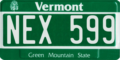 VT license plate NEX599