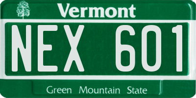 VT license plate NEX601