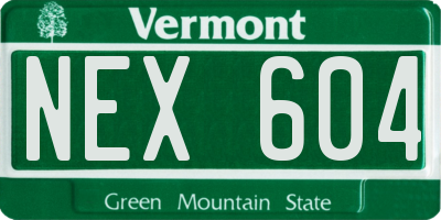 VT license plate NEX604