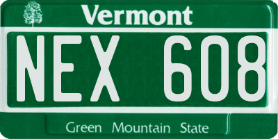 VT license plate NEX608