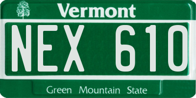 VT license plate NEX610