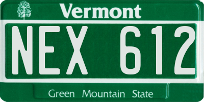 VT license plate NEX612