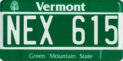 VT license plate NEX615