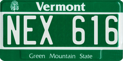 VT license plate NEX616