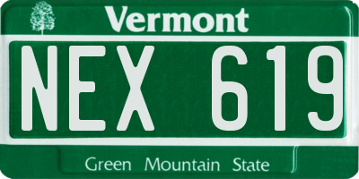 VT license plate NEX619