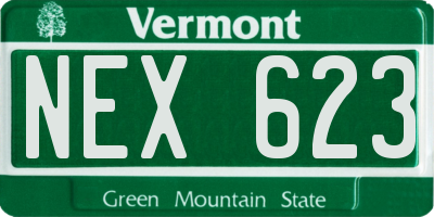 VT license plate NEX623