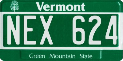 VT license plate NEX624