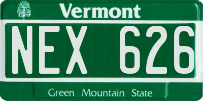 VT license plate NEX626