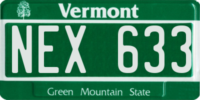 VT license plate NEX633