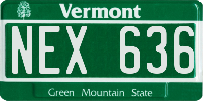 VT license plate NEX636