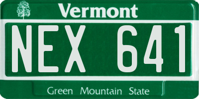 VT license plate NEX641