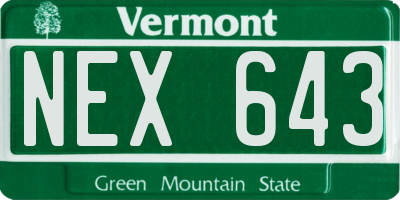VT license plate NEX643