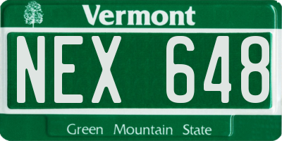 VT license plate NEX648