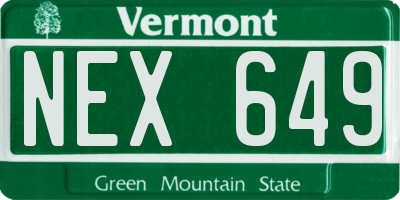 VT license plate NEX649
