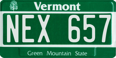 VT license plate NEX657