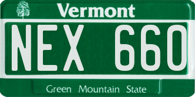 VT license plate NEX660