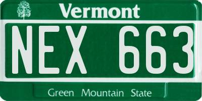 VT license plate NEX663