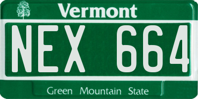 VT license plate NEX664