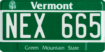 VT license plate NEX665