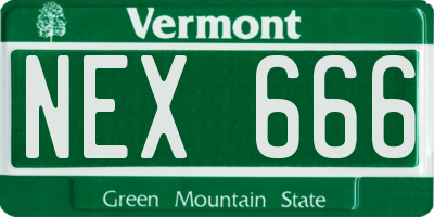 VT license plate NEX666