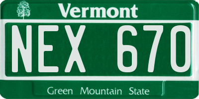 VT license plate NEX670