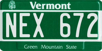 VT license plate NEX672