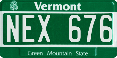 VT license plate NEX676