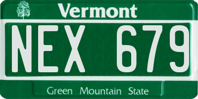 VT license plate NEX679