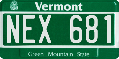 VT license plate NEX681