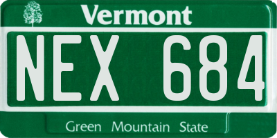 VT license plate NEX684